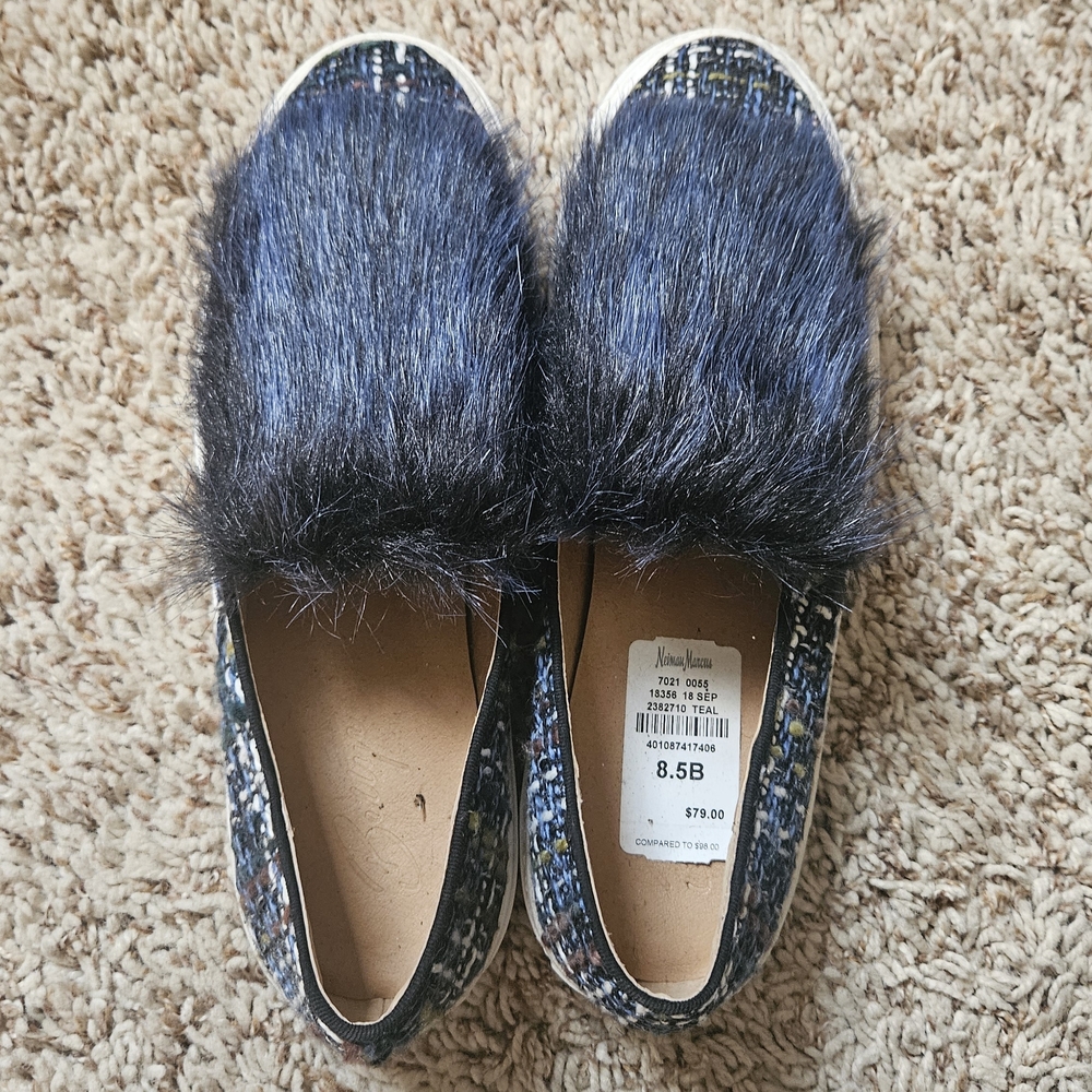 Jessica Simpson Blue Fur Flats